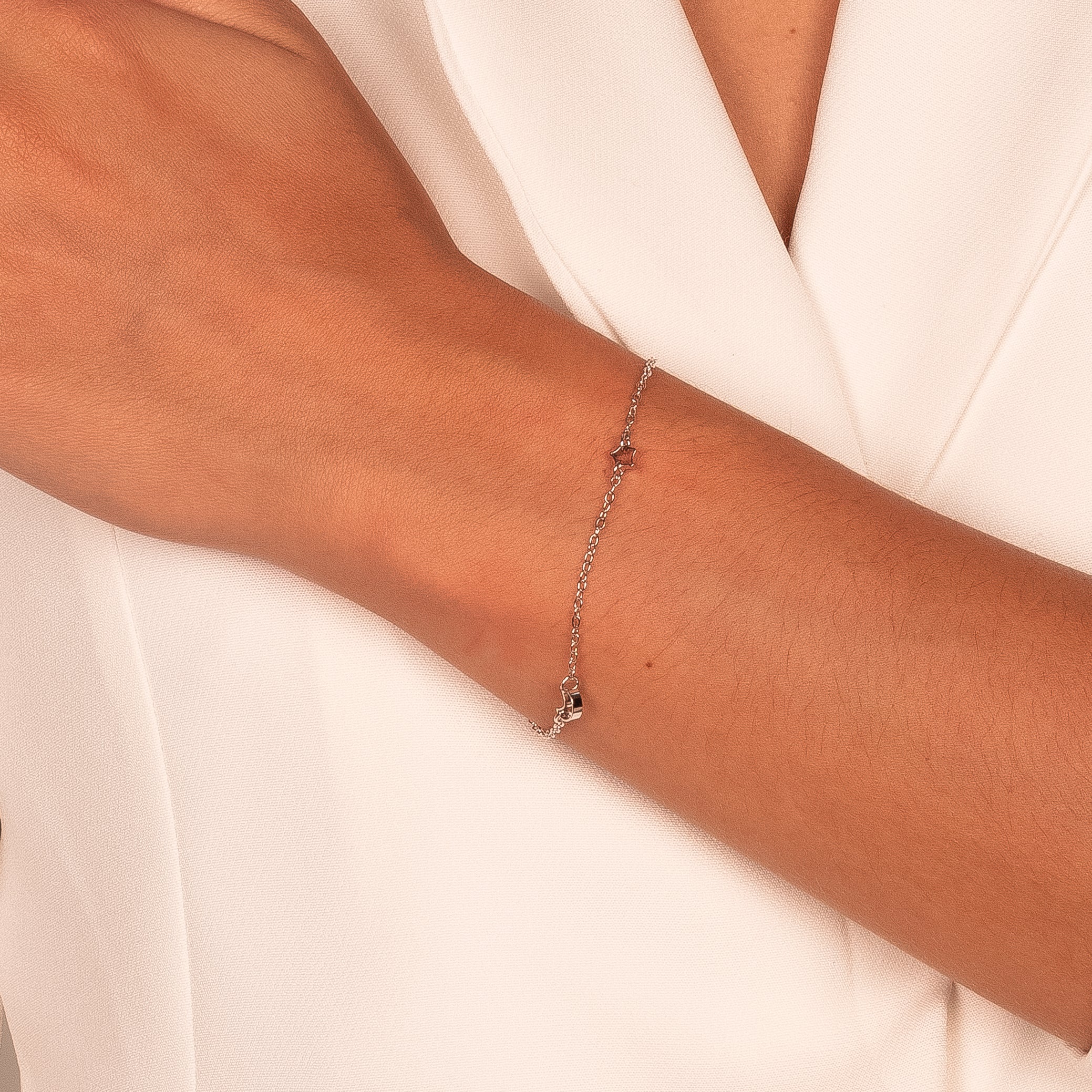 Pulsera luna estrella rodio