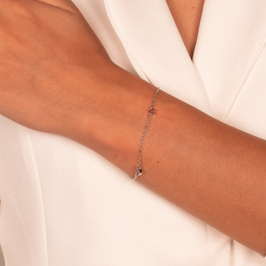 Pulsera luna estrella rodio