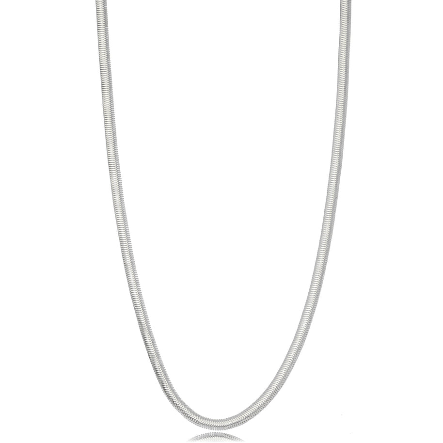 Collar malla lisa rodio 55 cm