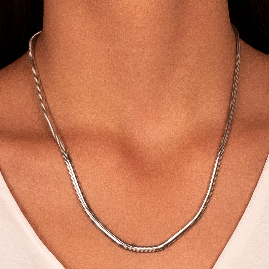 Collar malla lisa rodio 55 cm