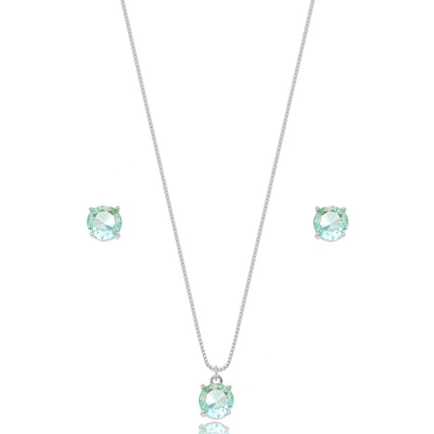 Conjunto punto de luz acqua marine rodio