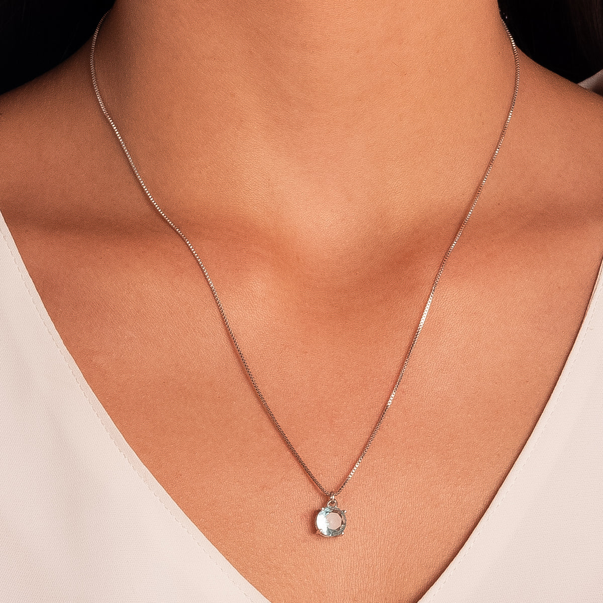 Conjunto punto de luz acqua marine rodio