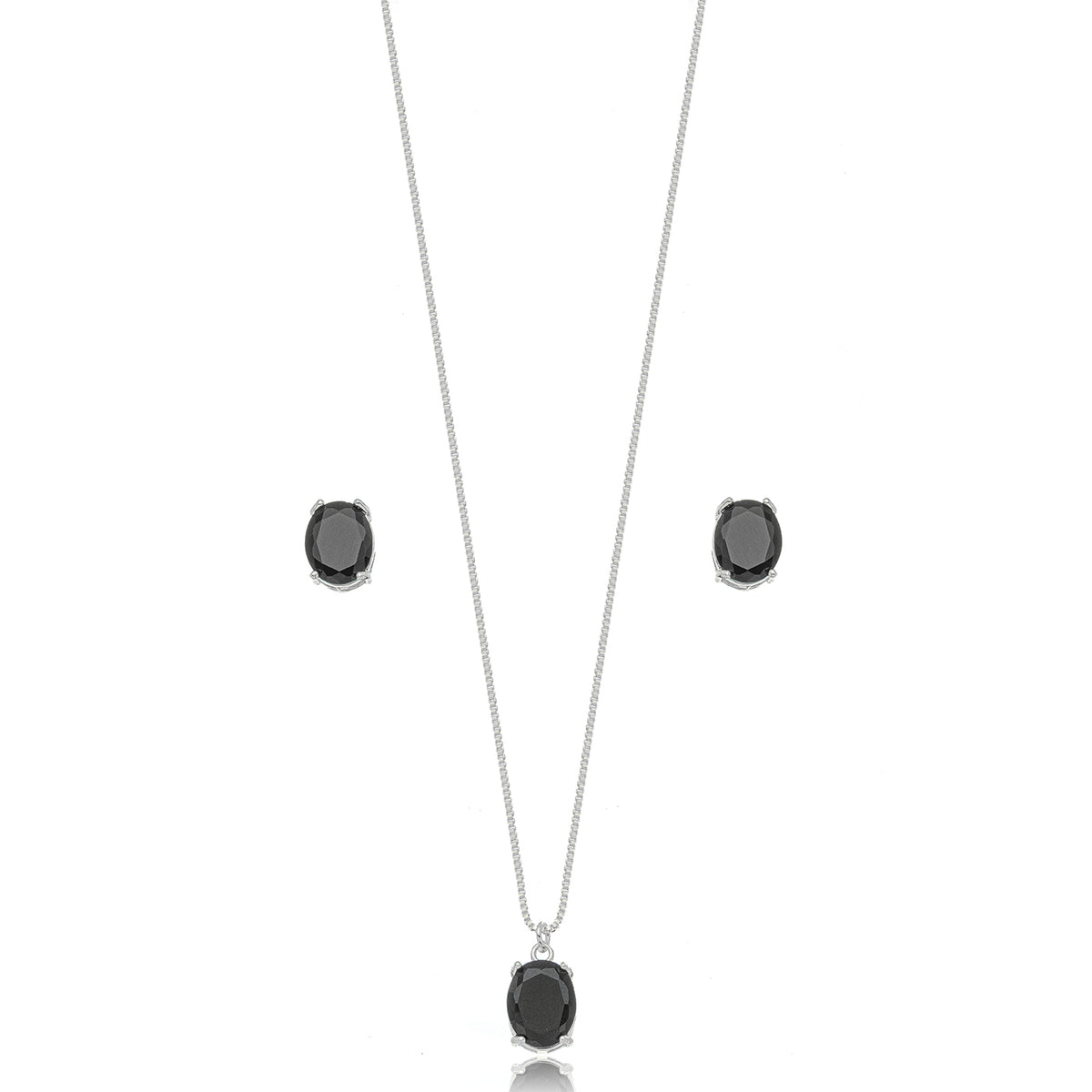 Conjunto ovalado onix rodio