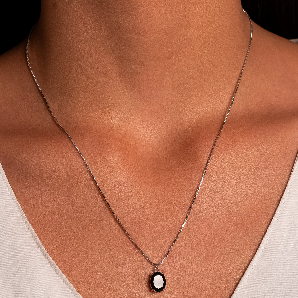 Conjunto ovalado onix rodio