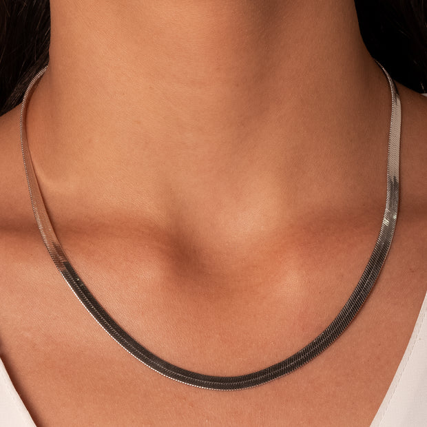 Collar cinta lisa rodio