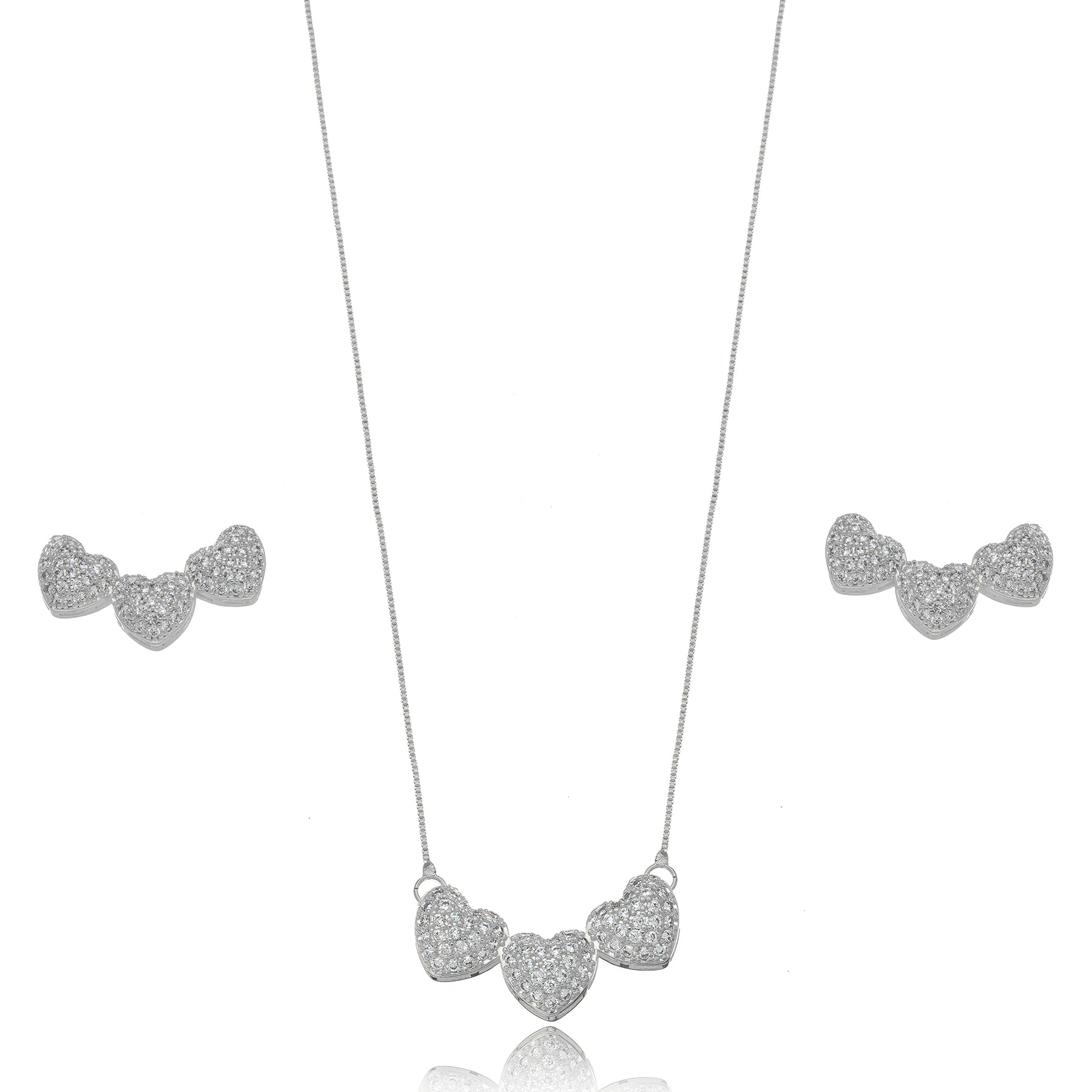 Conjunto 3 corazones rodio