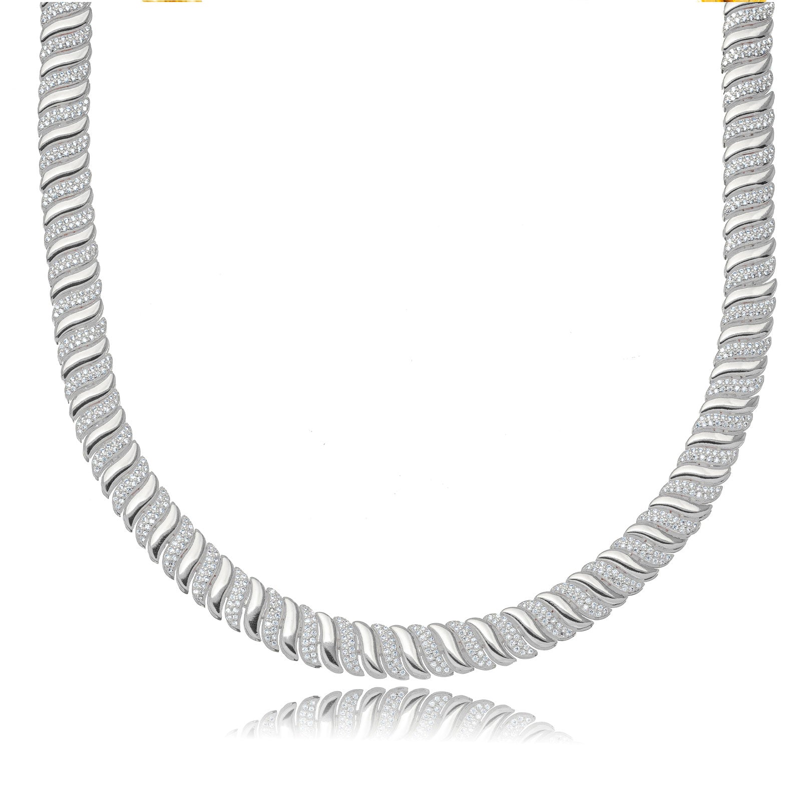 Collar choker zirconia rodio