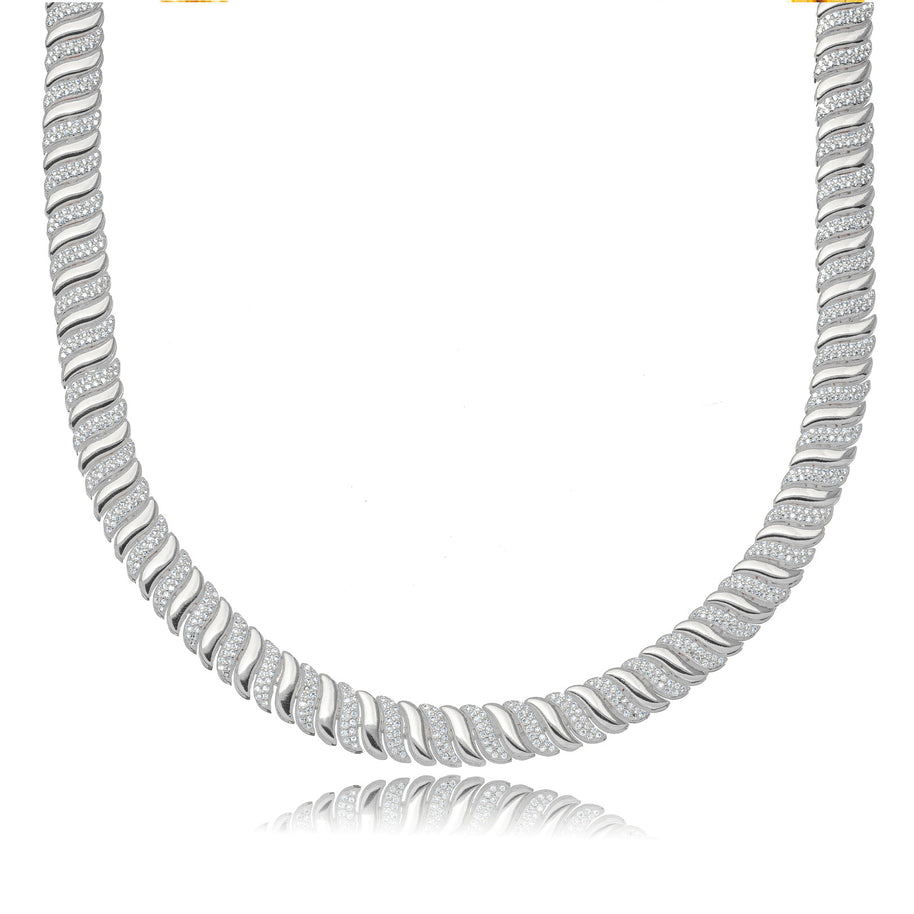 Collar choker zirconia rodio