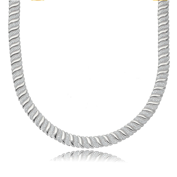Collar choker zirconia rodio