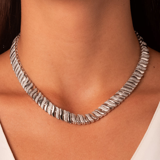 Collar choker zirconia rodio