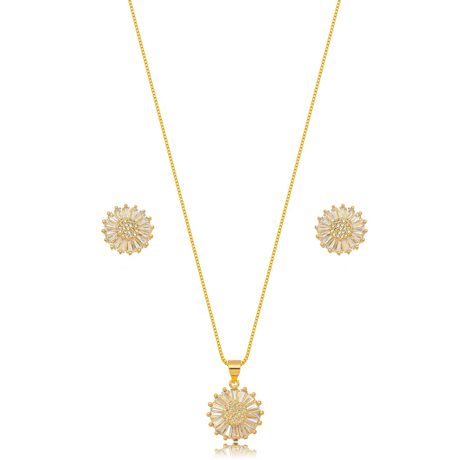 Conjunto flor oro