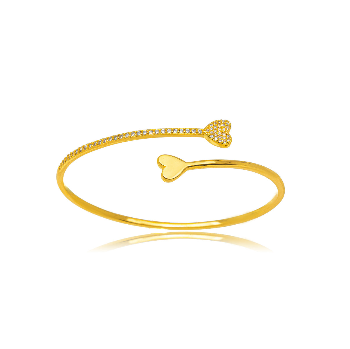 Brazalete corazón zirconia dorado