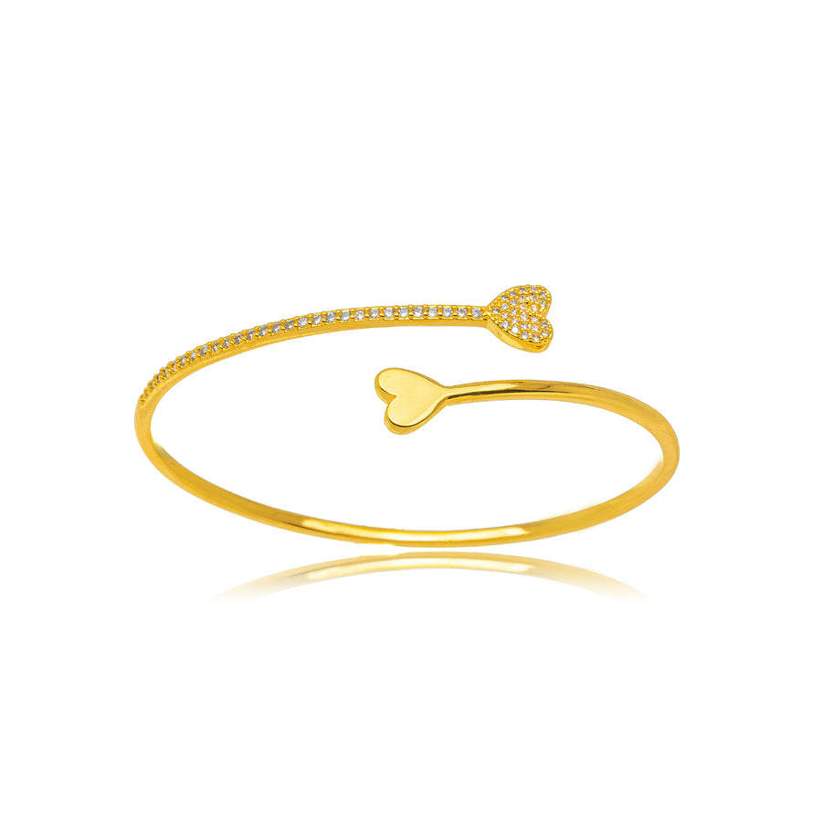 Brazalete corazón zirconia dorado