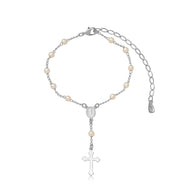 Pulsera rosario perla rodio