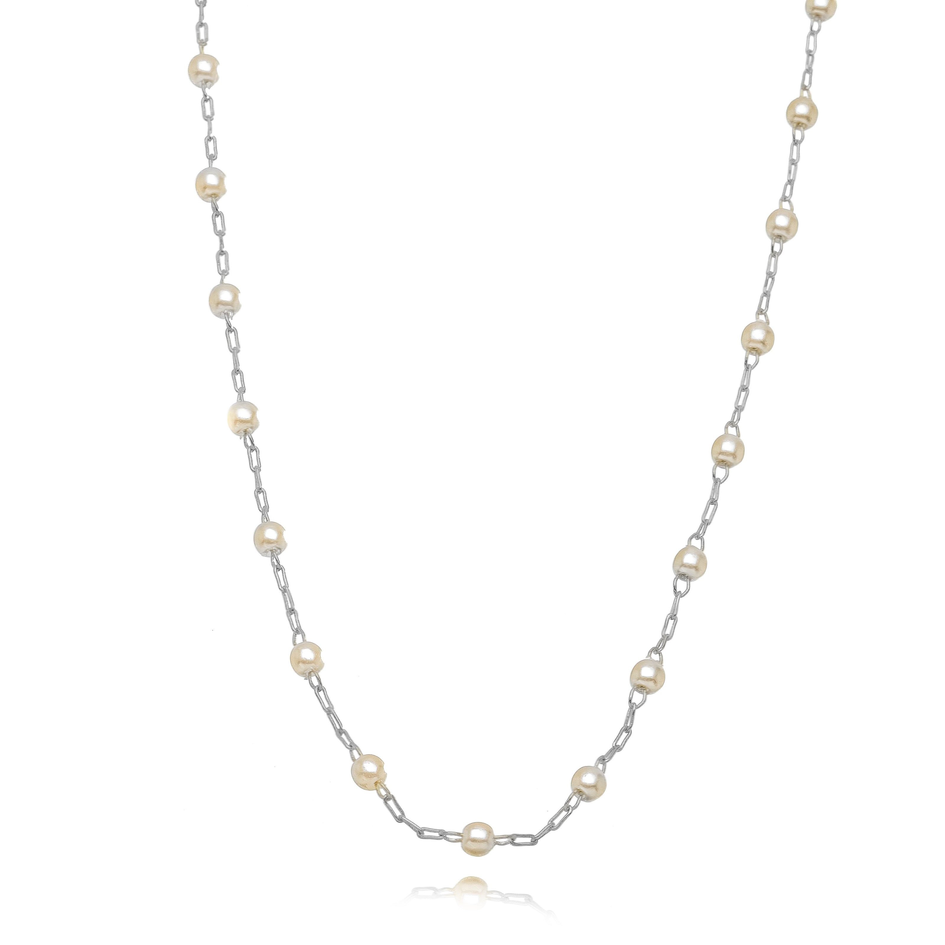 Collar choker perla lisa rodio
