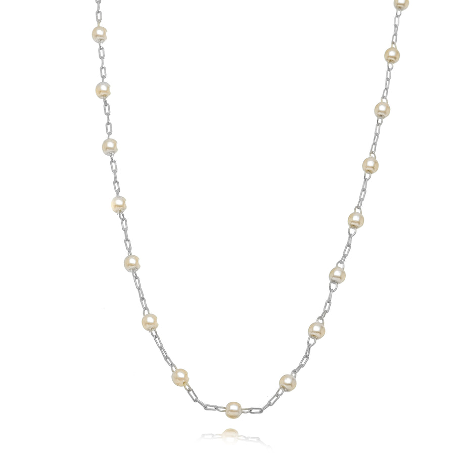 Collar choker perla lisa rodio