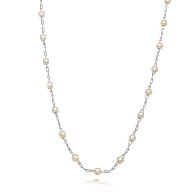 Collar choker perla lisa rodio