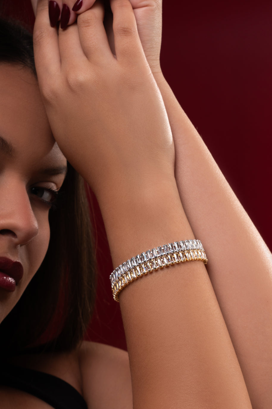 Pulsera cristales baguete oro