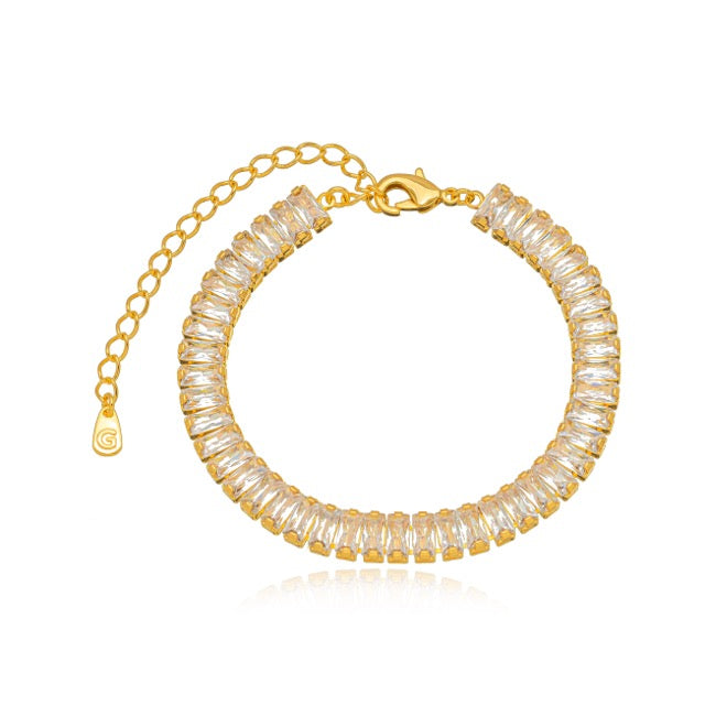 Pulsera cristales baguete oro