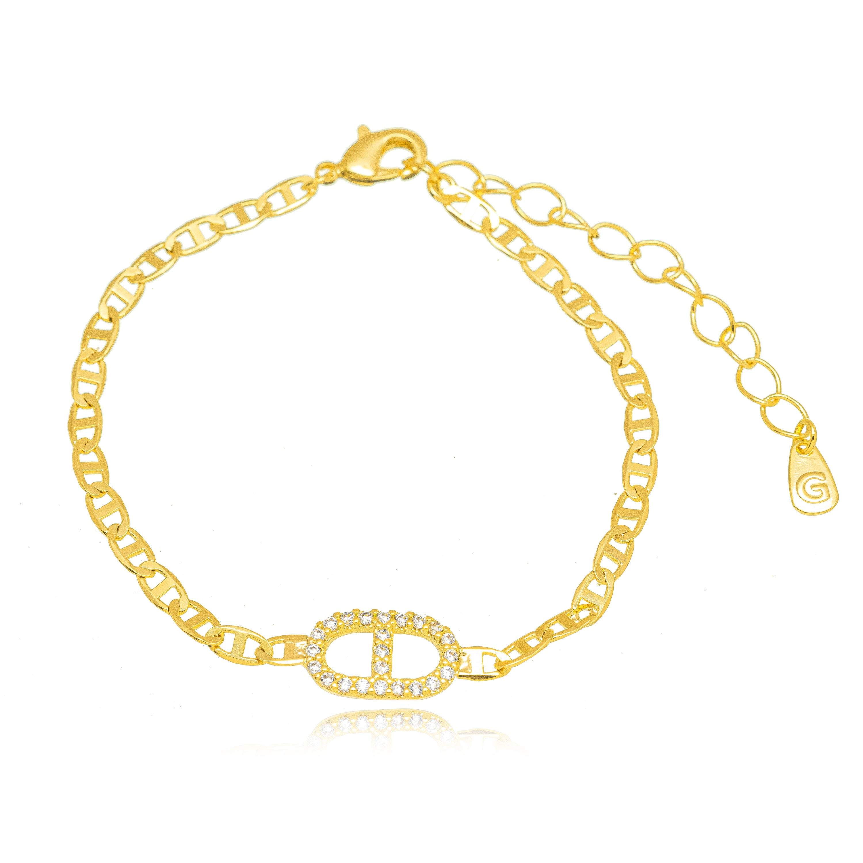 Pulsera trío zirconia oro