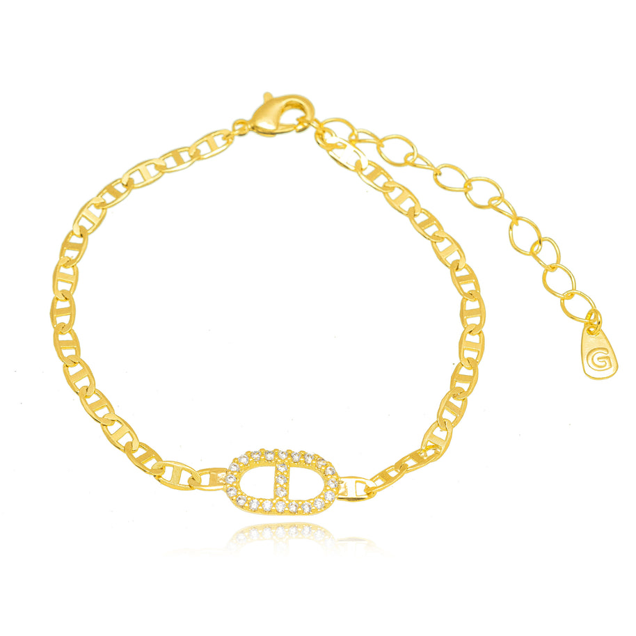 Pulsera trío zirconia oro
