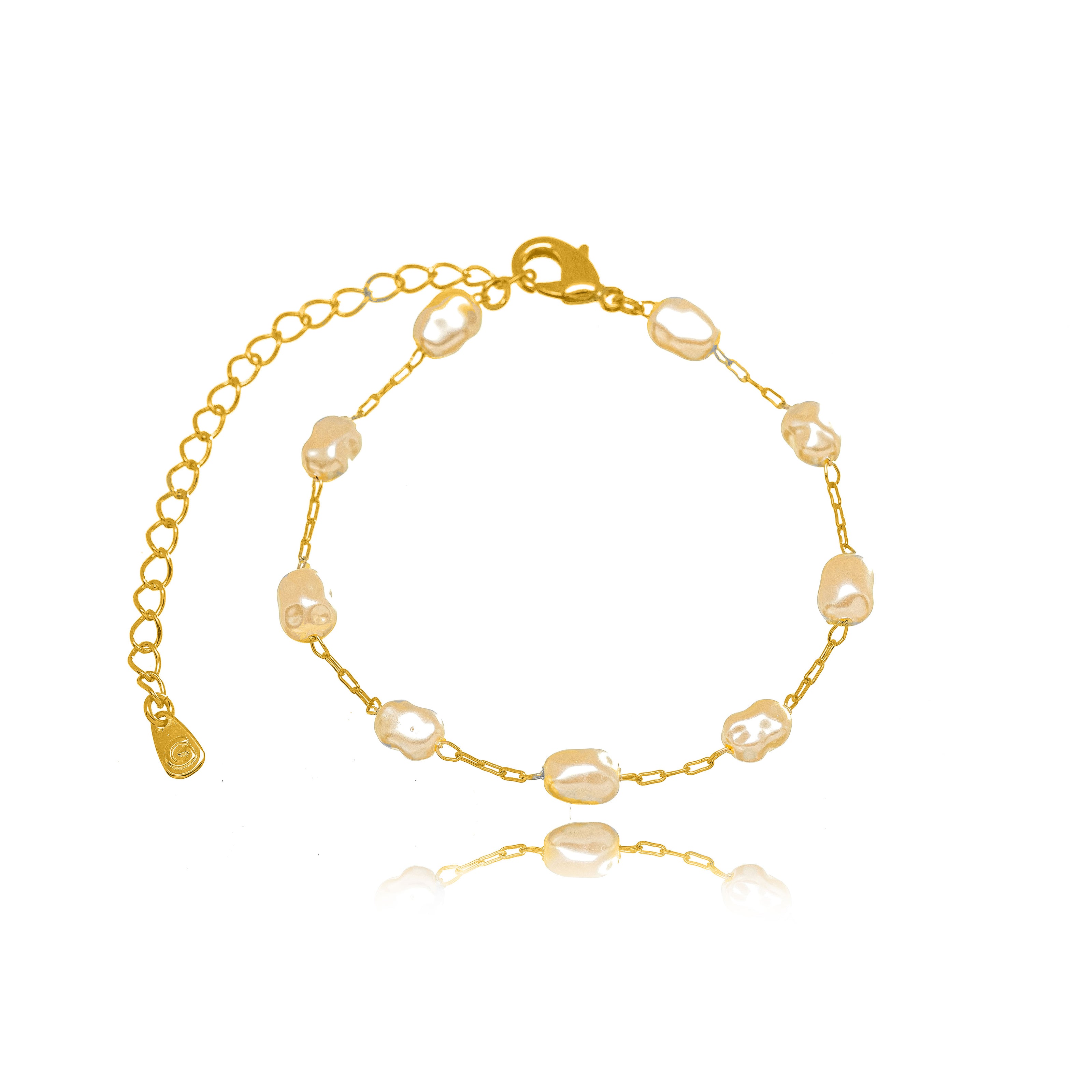 Pulsera perla lisa oro