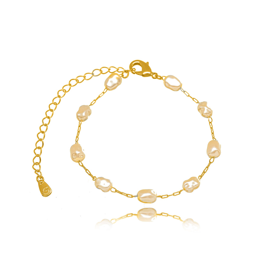 Pulsera perla lisa oro