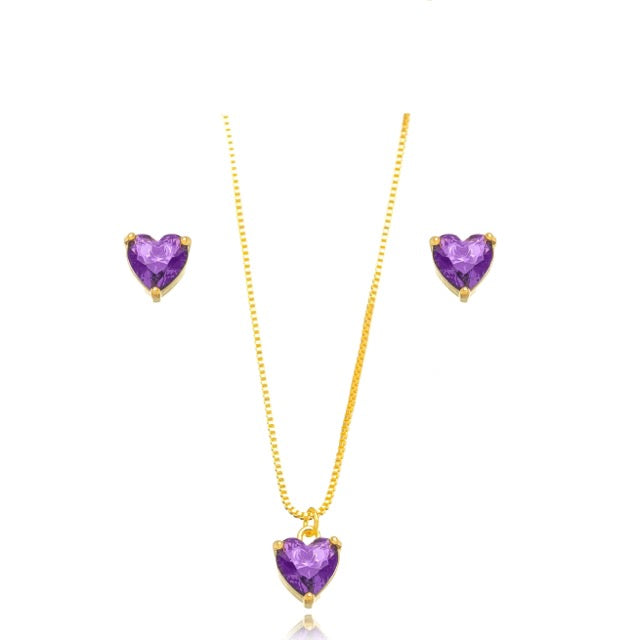 Conjunto corazón amatista