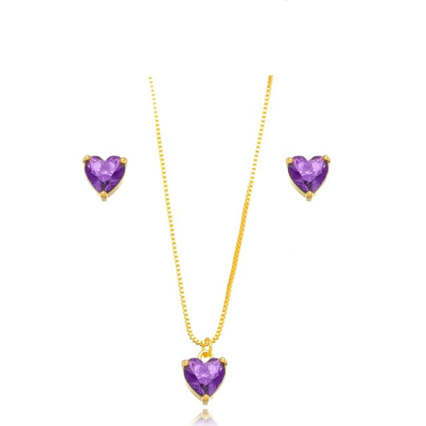 Conjunto corazón amatista