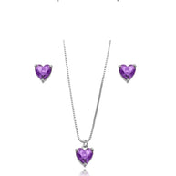 Conjunto corazón amatista rodio