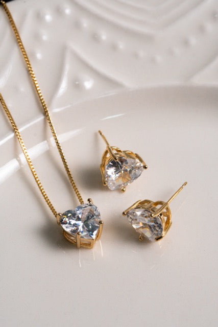 Conjunto punto de luz corazón oro