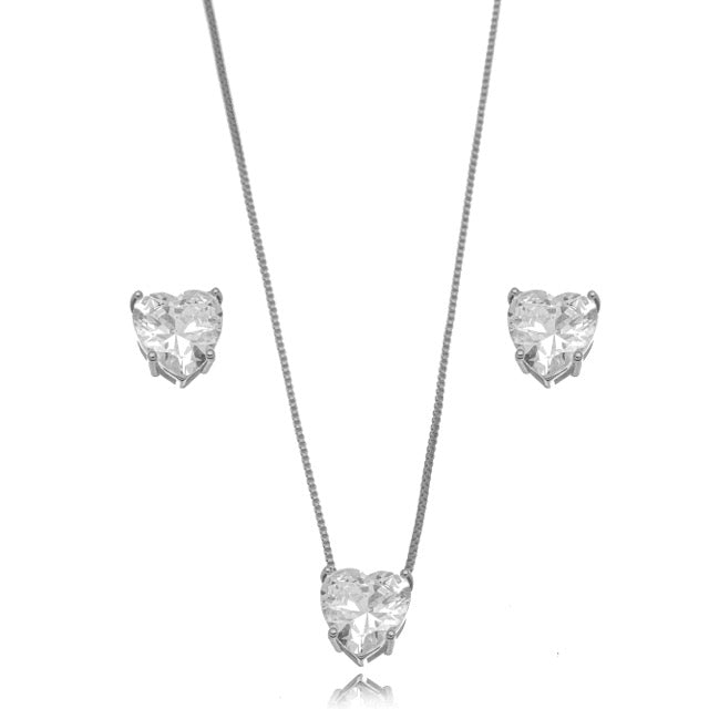 Conjunto punto de luz corazón rodio