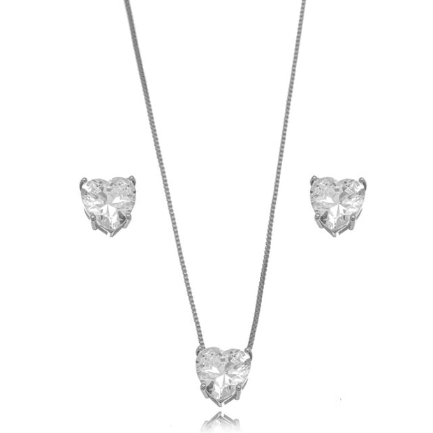 Conjunto punto de luz corazón rodio