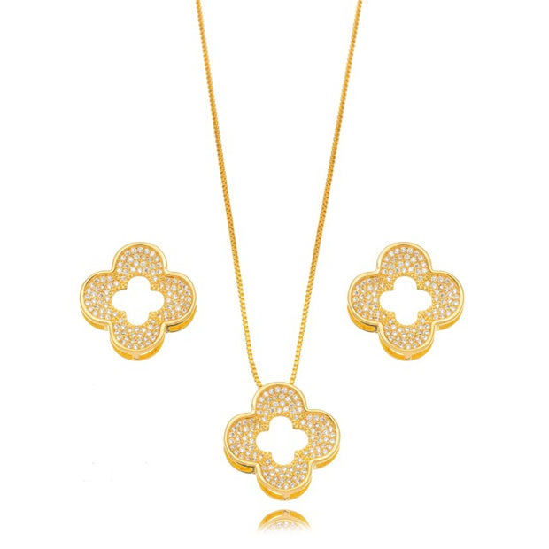 Conjunto trébol zirconia