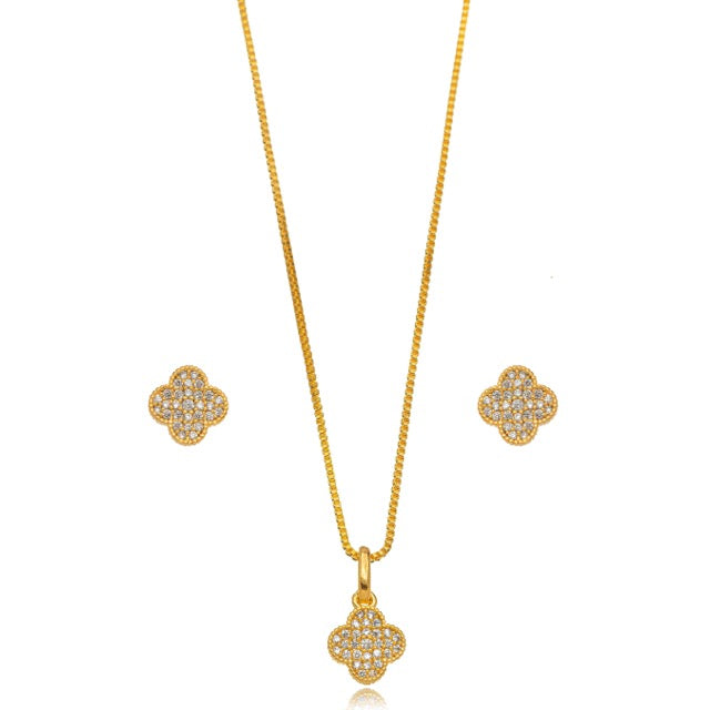 Conjunto trébol zirconia