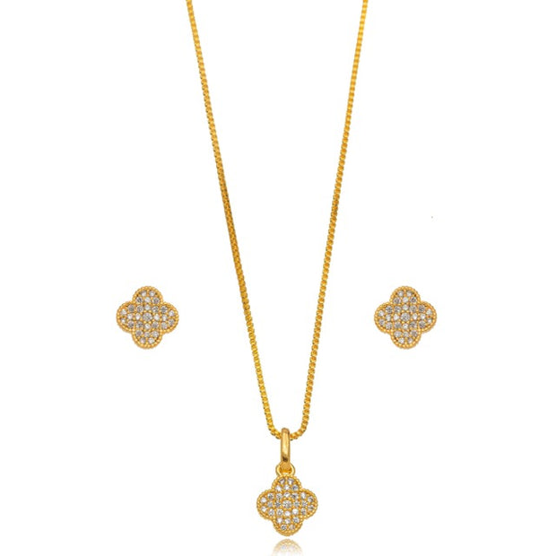 Conjunto trébol zirconia