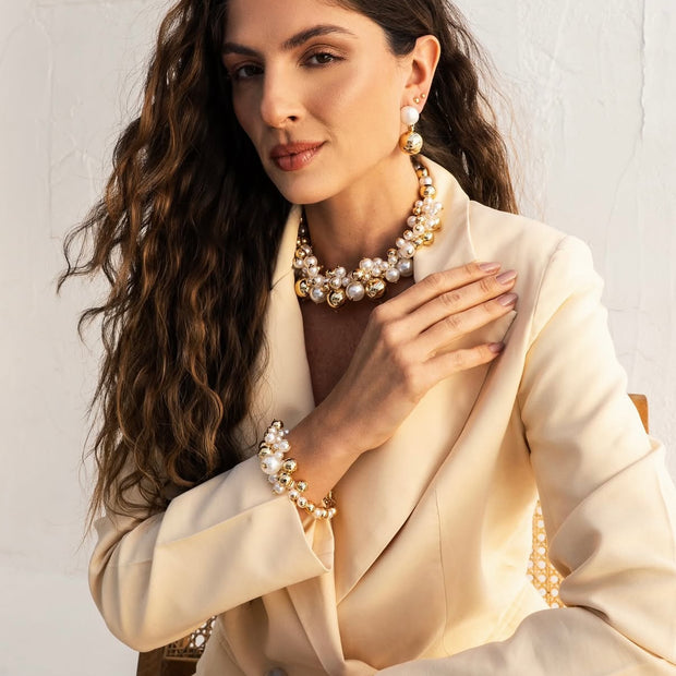 Pulsera esferas y perlas