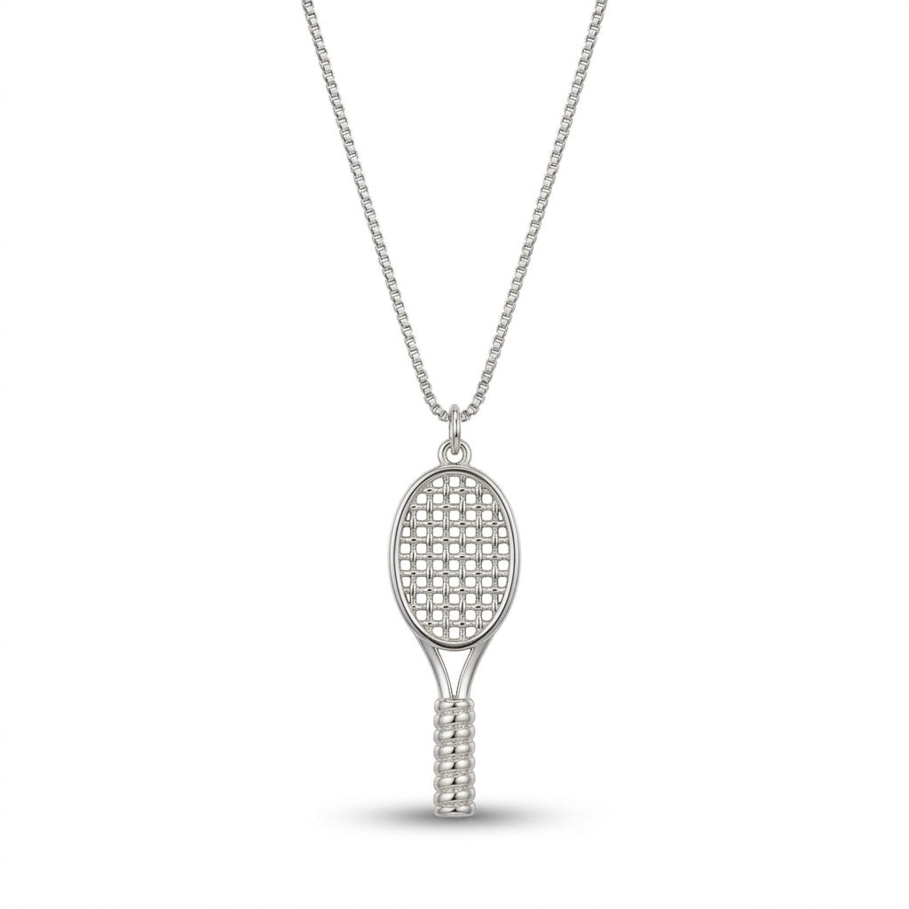 Collar raqueta lisa rodio