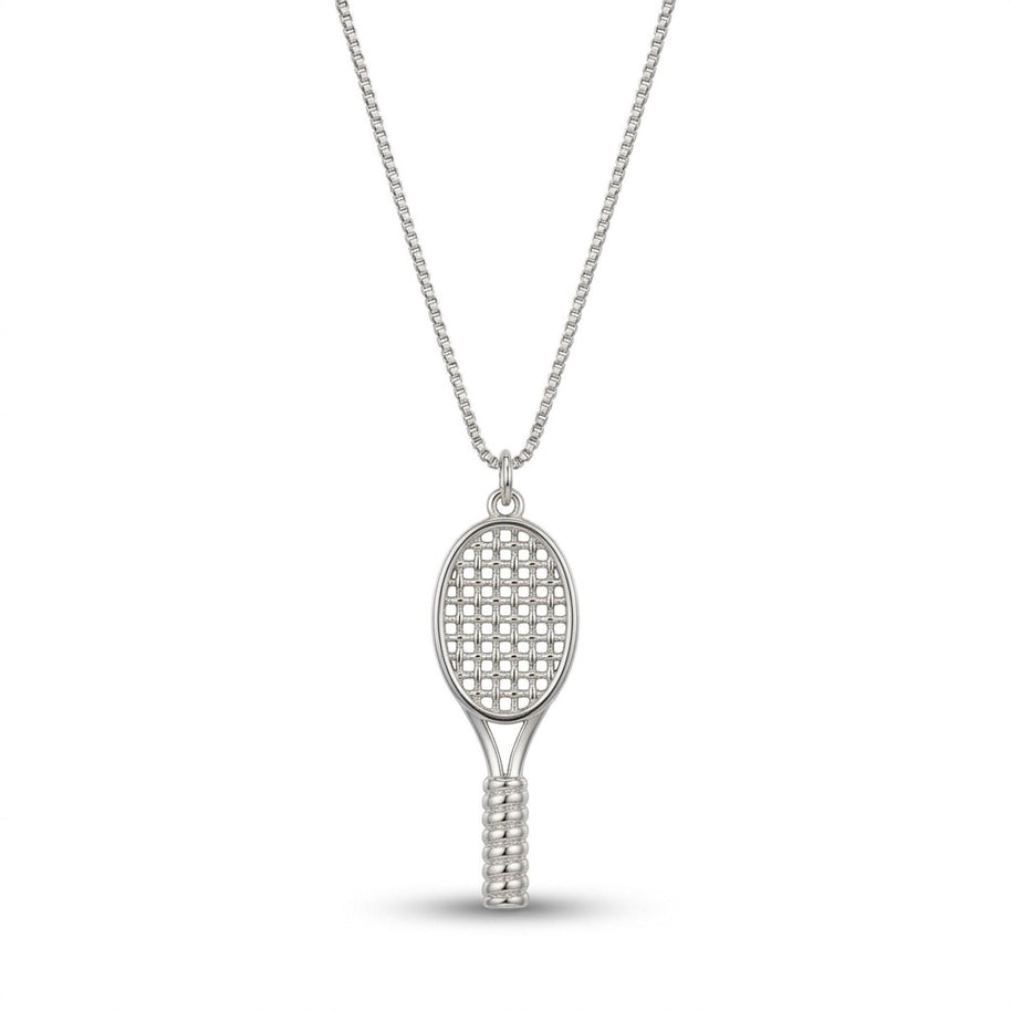 Collar raqueta lisa rodio