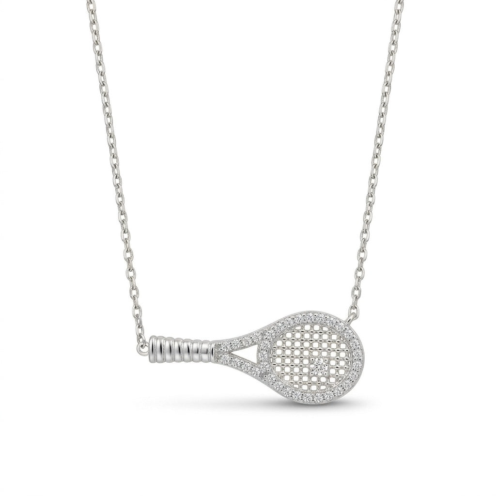 Collar raqueta zirconia rodio