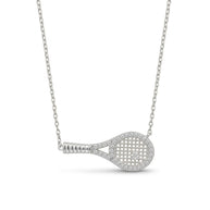 Collar raqueta zirconia rodio