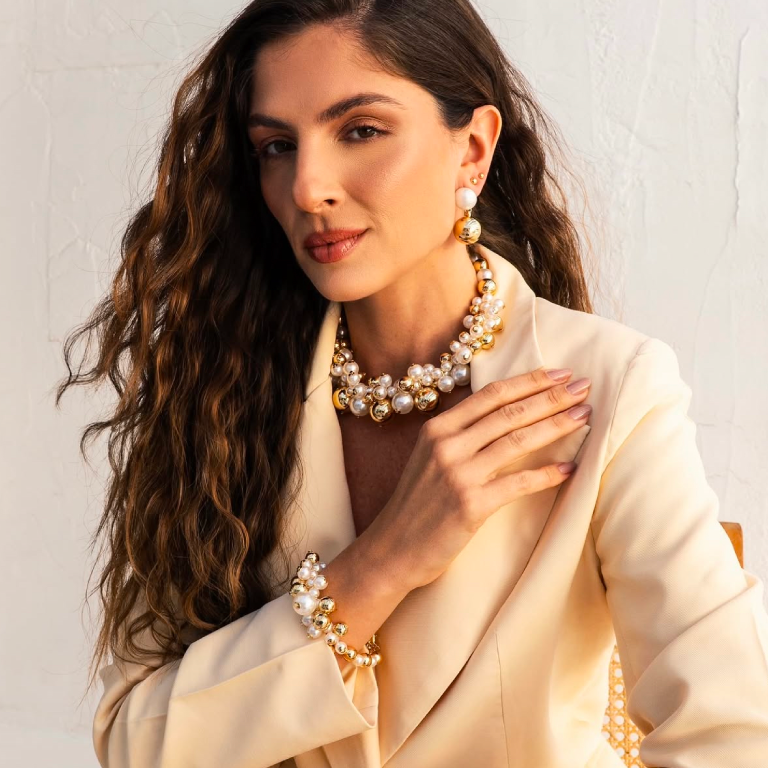 Collar choker esferas y perlas