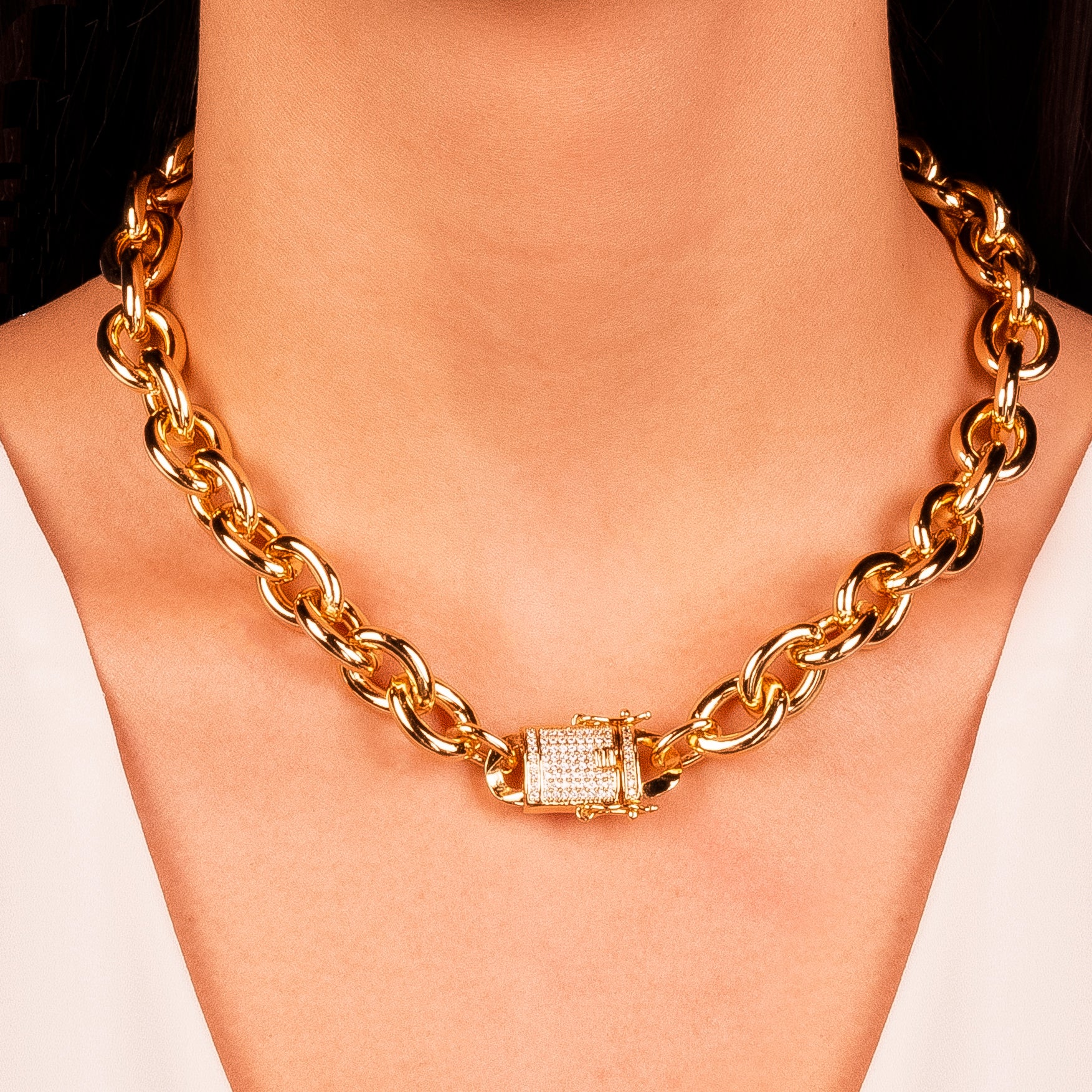 Collar choker eslabones zirconia