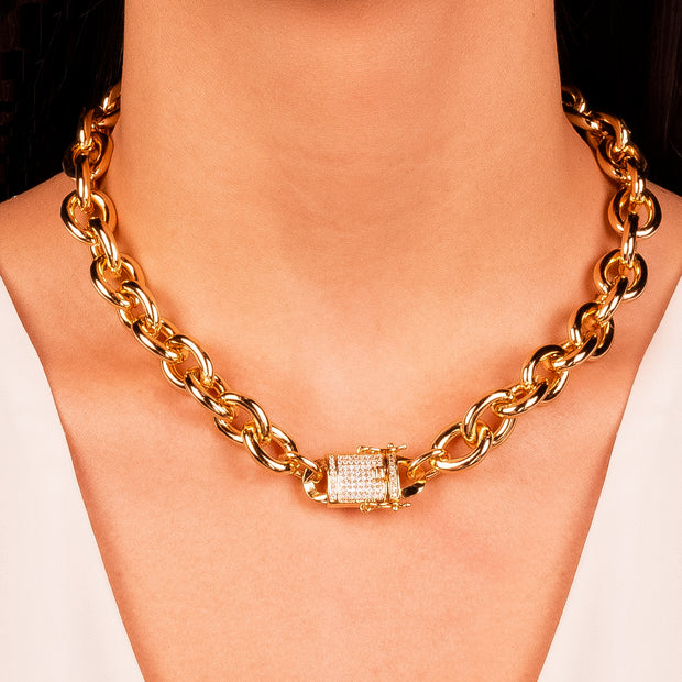 Collar choker eslabones zirconia