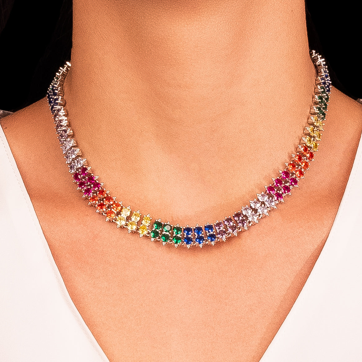 Collar choker colores rodio