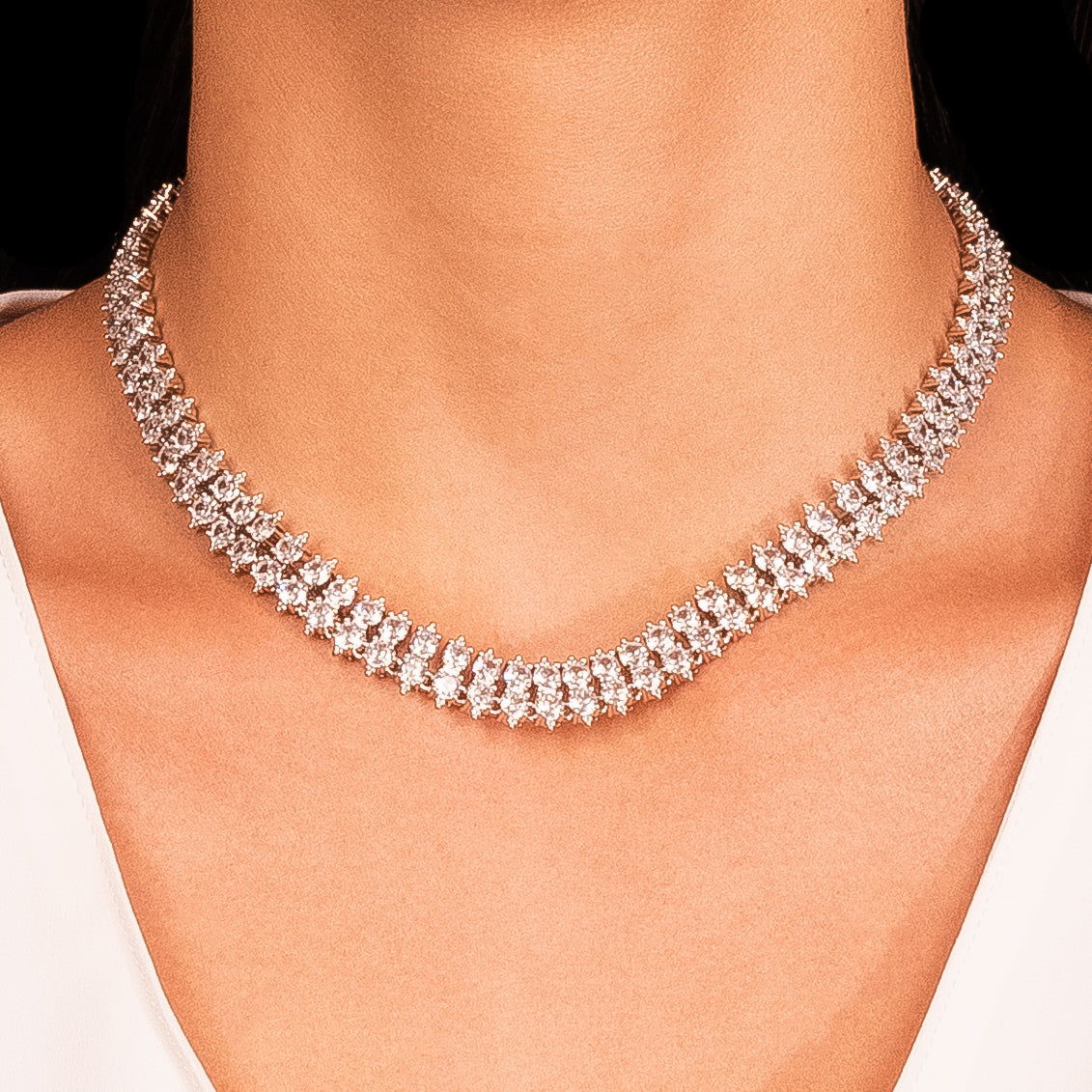 Collar choker cristales rodio