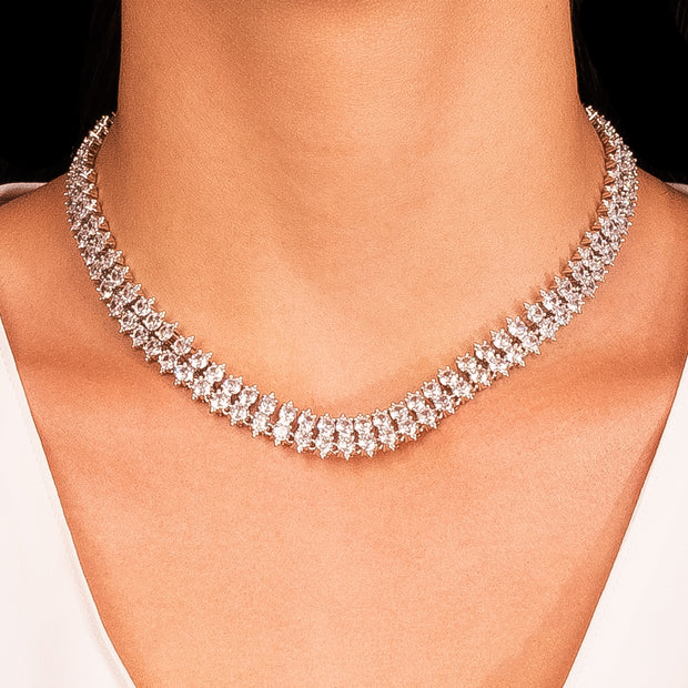 Collar choker cristales rodio