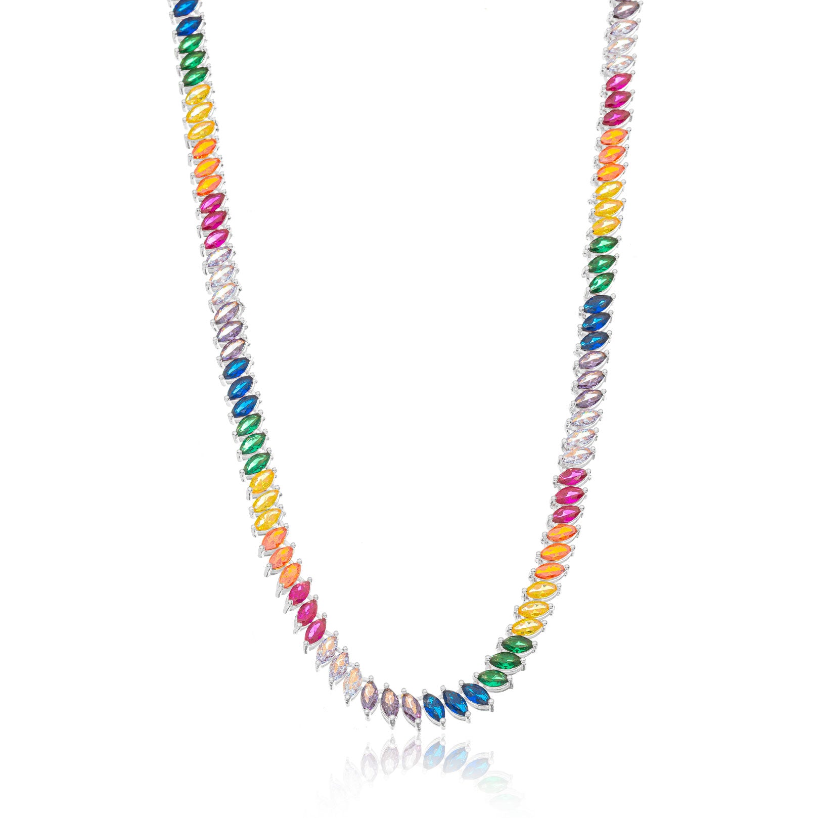 Collar choker riviera navete colores rodio