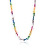 Collar choker riviera navete colores rodio
