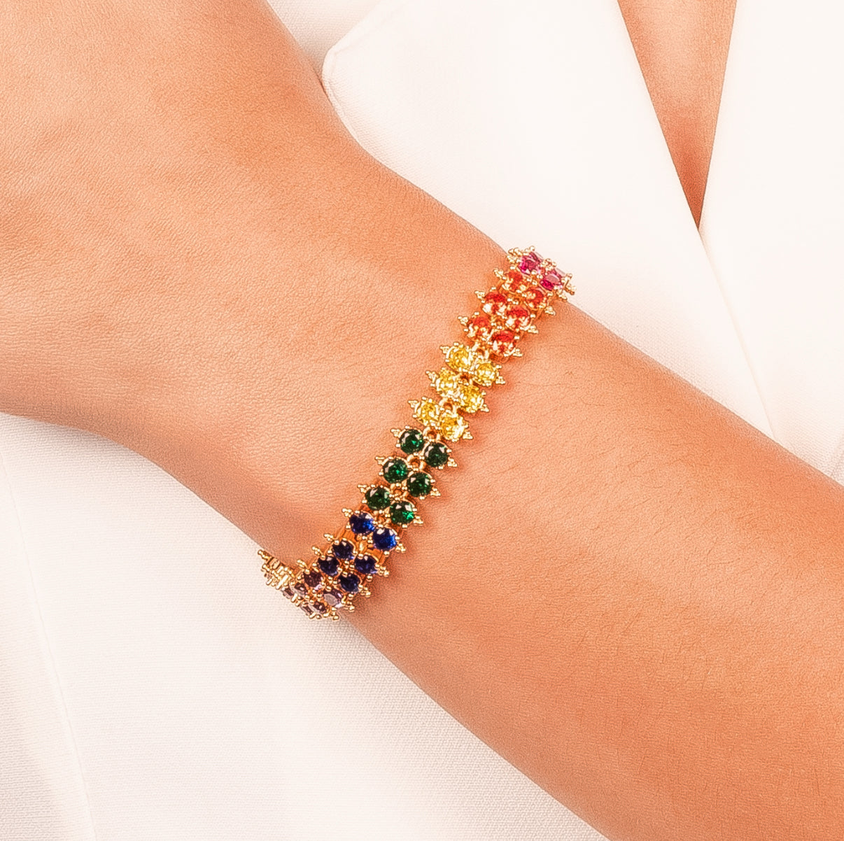 Pulsera cristales colores oro
